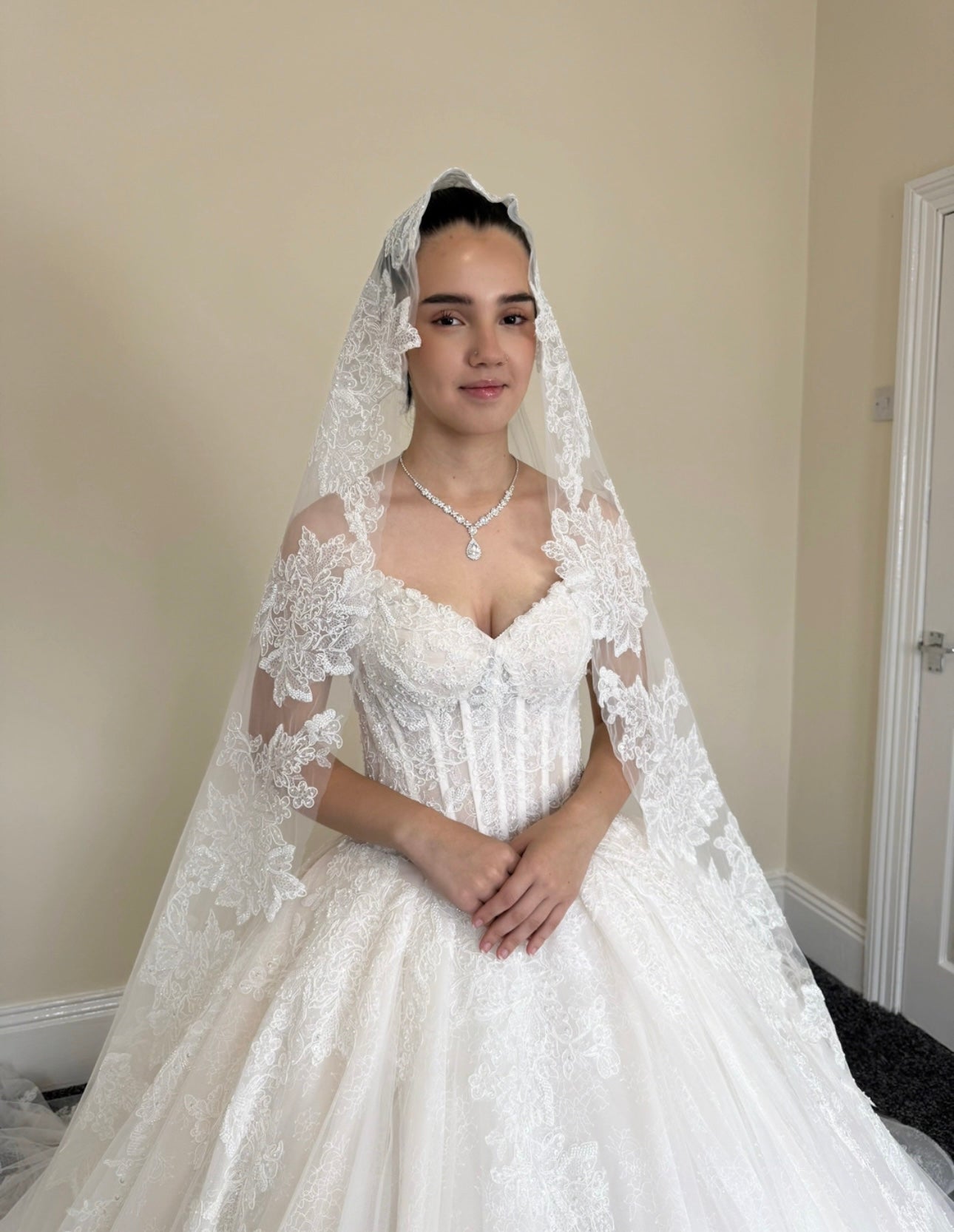 Cecilia | French Lace Beaded Strapless Corset Wedding Ballgown