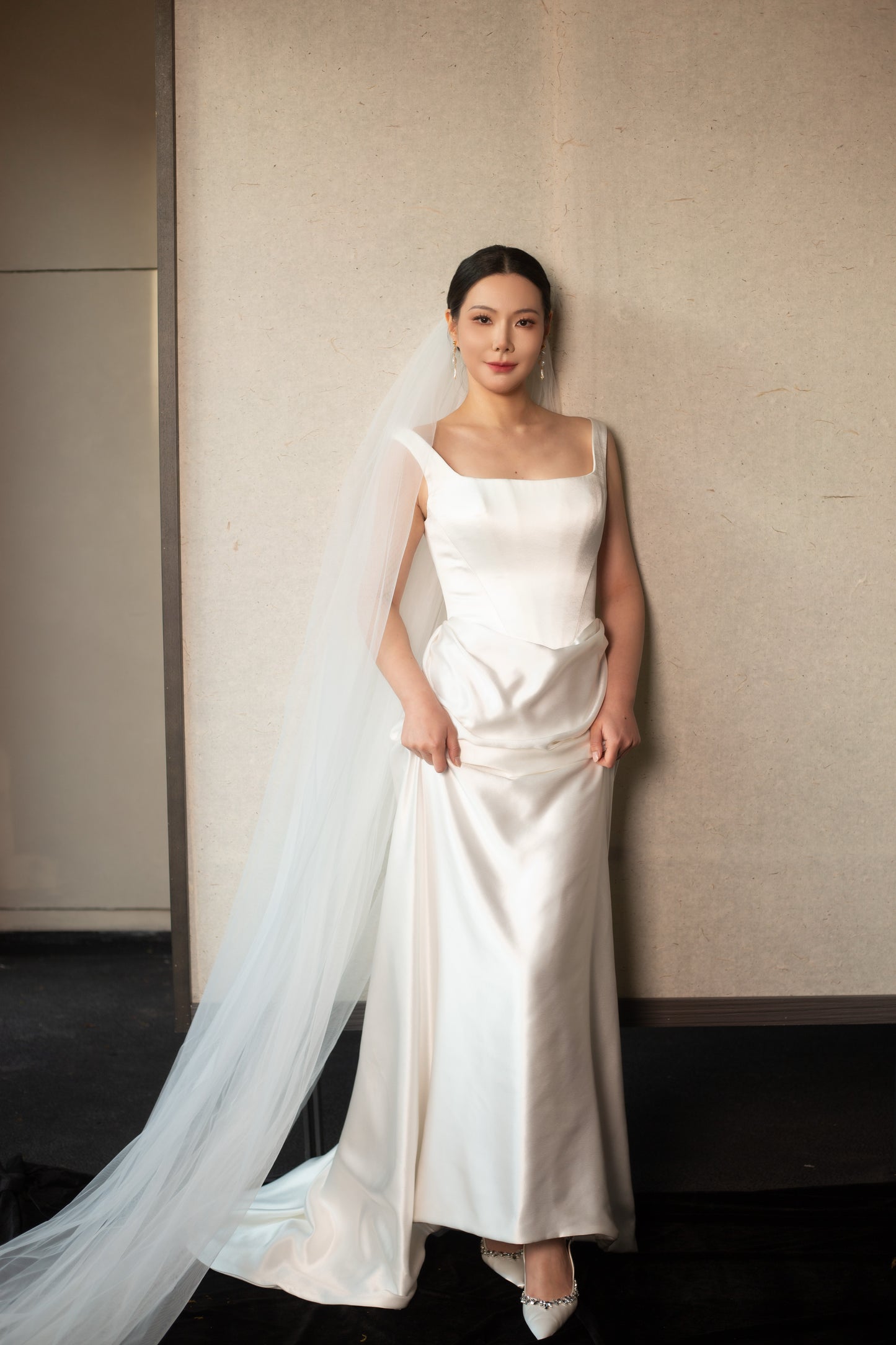 Barbara | Square Neck Satin Corset Wedding Dress