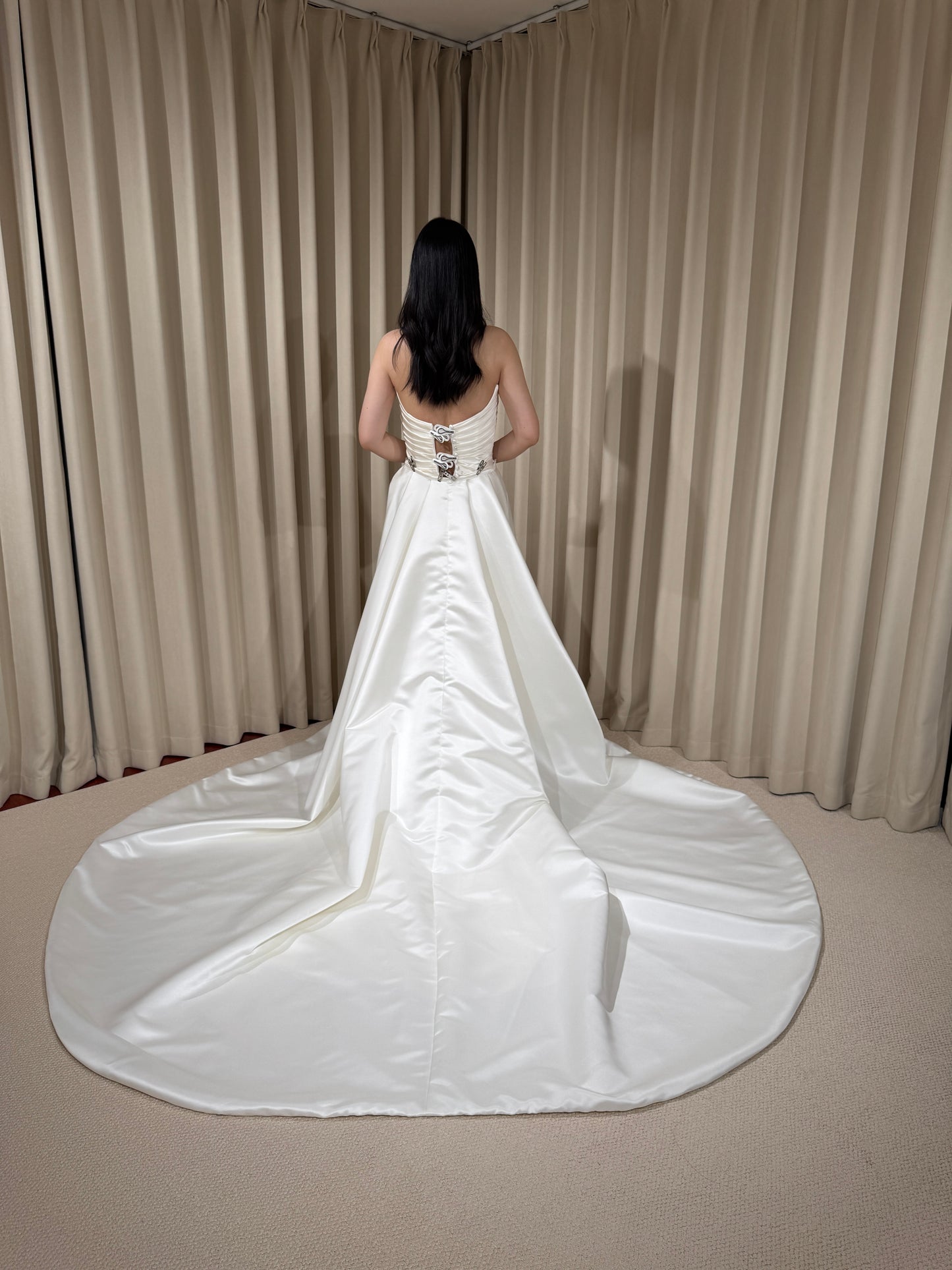 Natiallia | Satin Mermaid Wedding Dress with Detachable Train