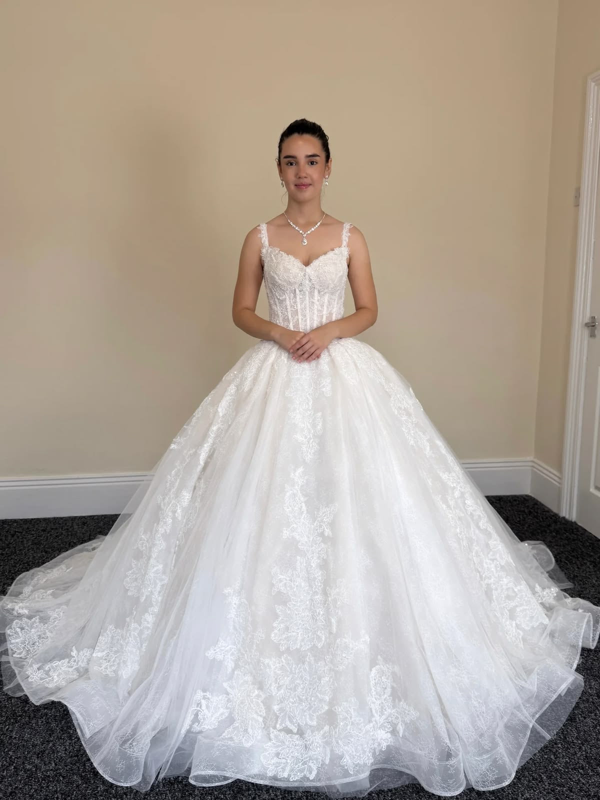 Cecilia | Sample dress (Champagne lining) with Detachable Shoulder straps and Sleeves