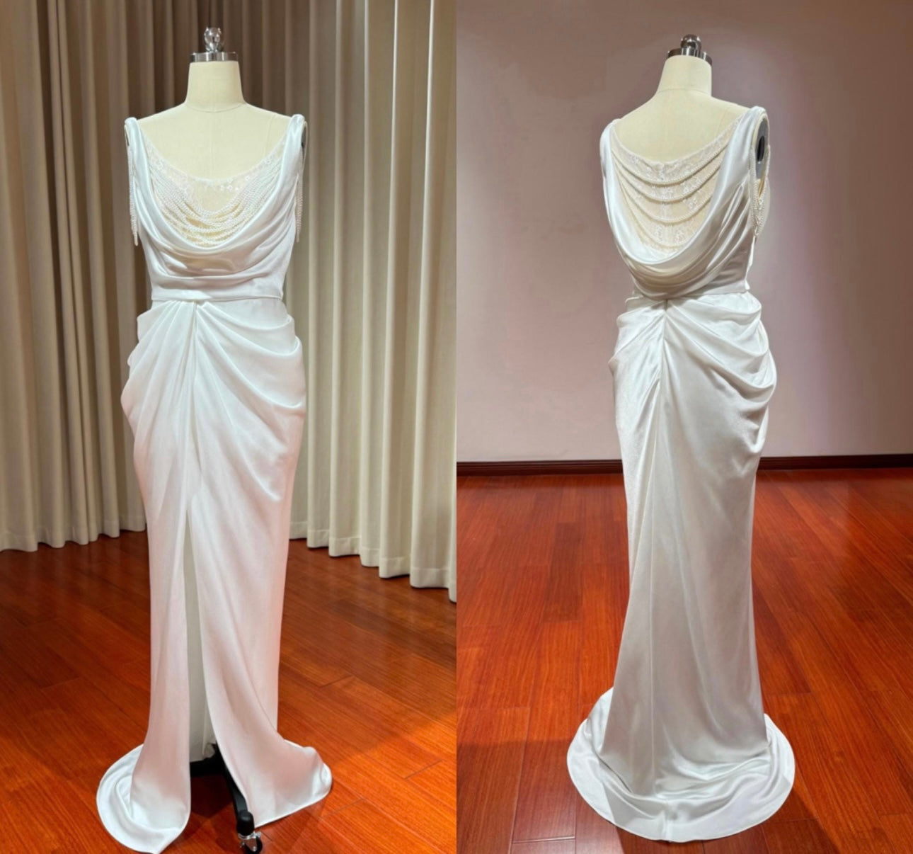 Sample dress, Minimalist Satin Mermaid Wedding Prom Dress, Custom Simple Elegant Reception Gown, Unique Elopement Dress for Courthouse Wedding