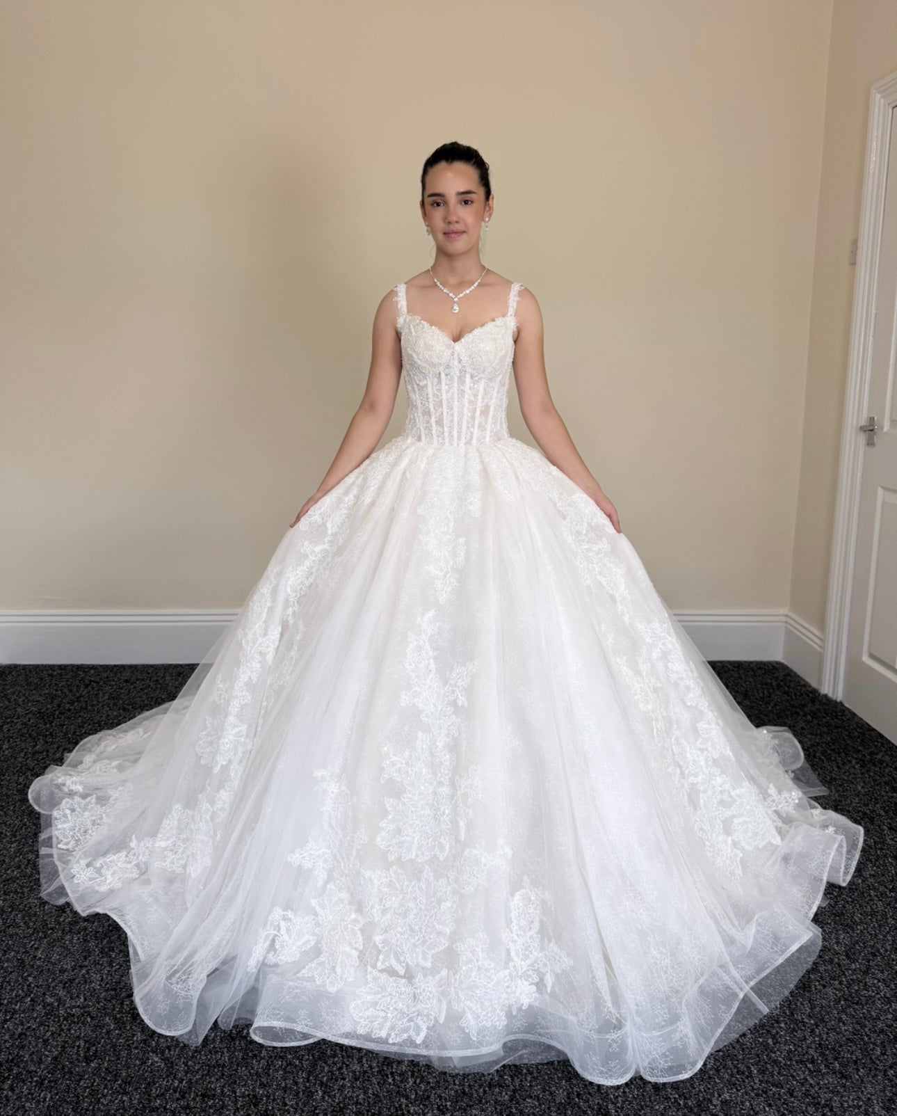 Cecilia | French Lace Beaded Strapless Corset Wedding Ballgown