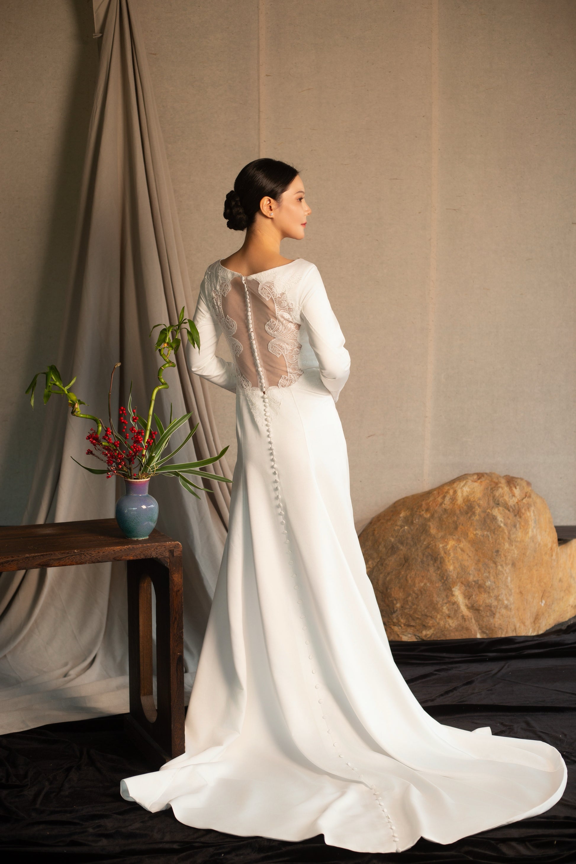 Bella | Custom Twilight Bella’s Ivory Satin Lace Back Wedding Dress