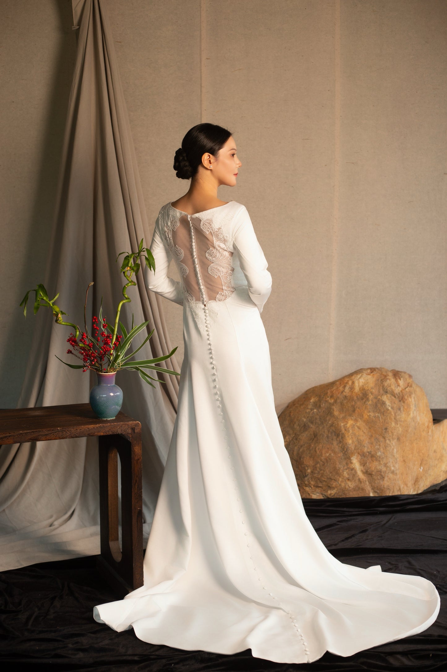 Bella | Custom Twilight Bella’s Ivory Satin Lace Back Wedding Dress