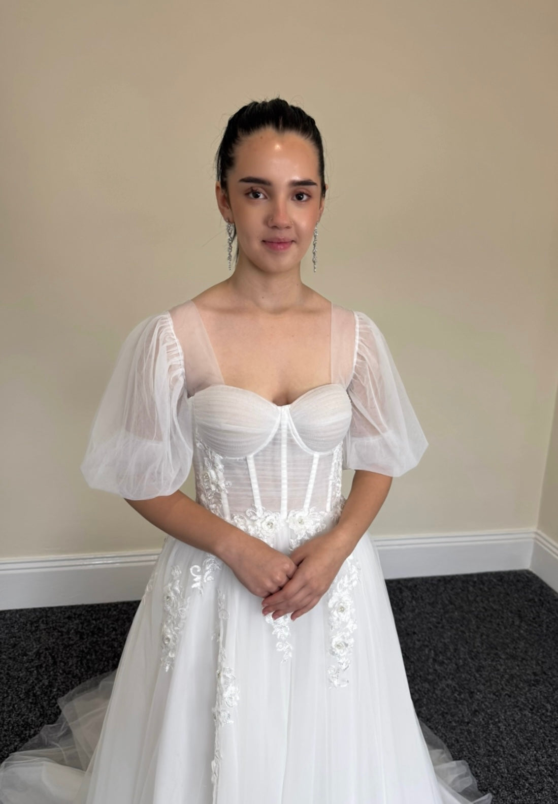 Linda | Off the Shoulder Fairy A-line Slit Wedding Dress with Detached Long Sleeves, Custom Sexy Boho Prom Party Gown