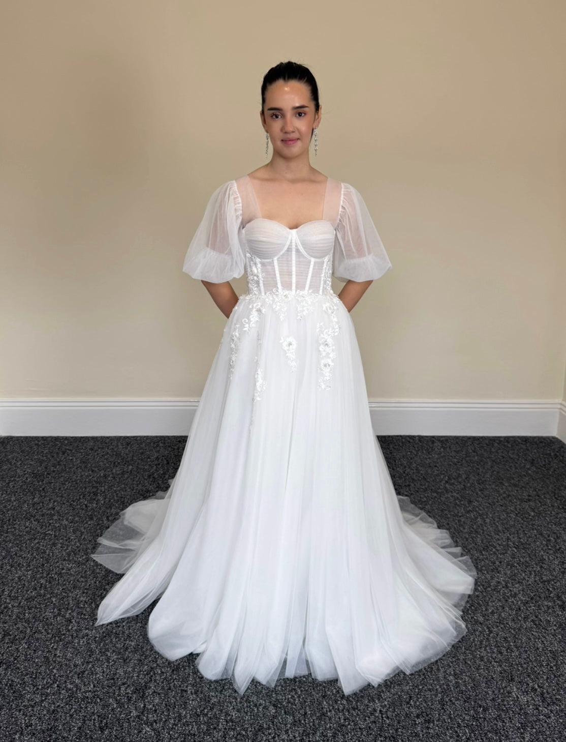 Linda | Off the Shoulder Fairy A-line Slit Wedding Dress with Detached Long Sleeves, Custom Sexy Boho Prom Party Gown