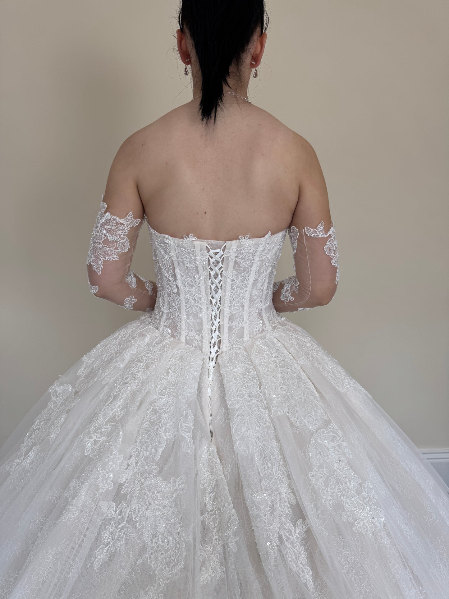 Cecilia | French Lace Beaded Strapless Corset Ball Gown Wedding Dress