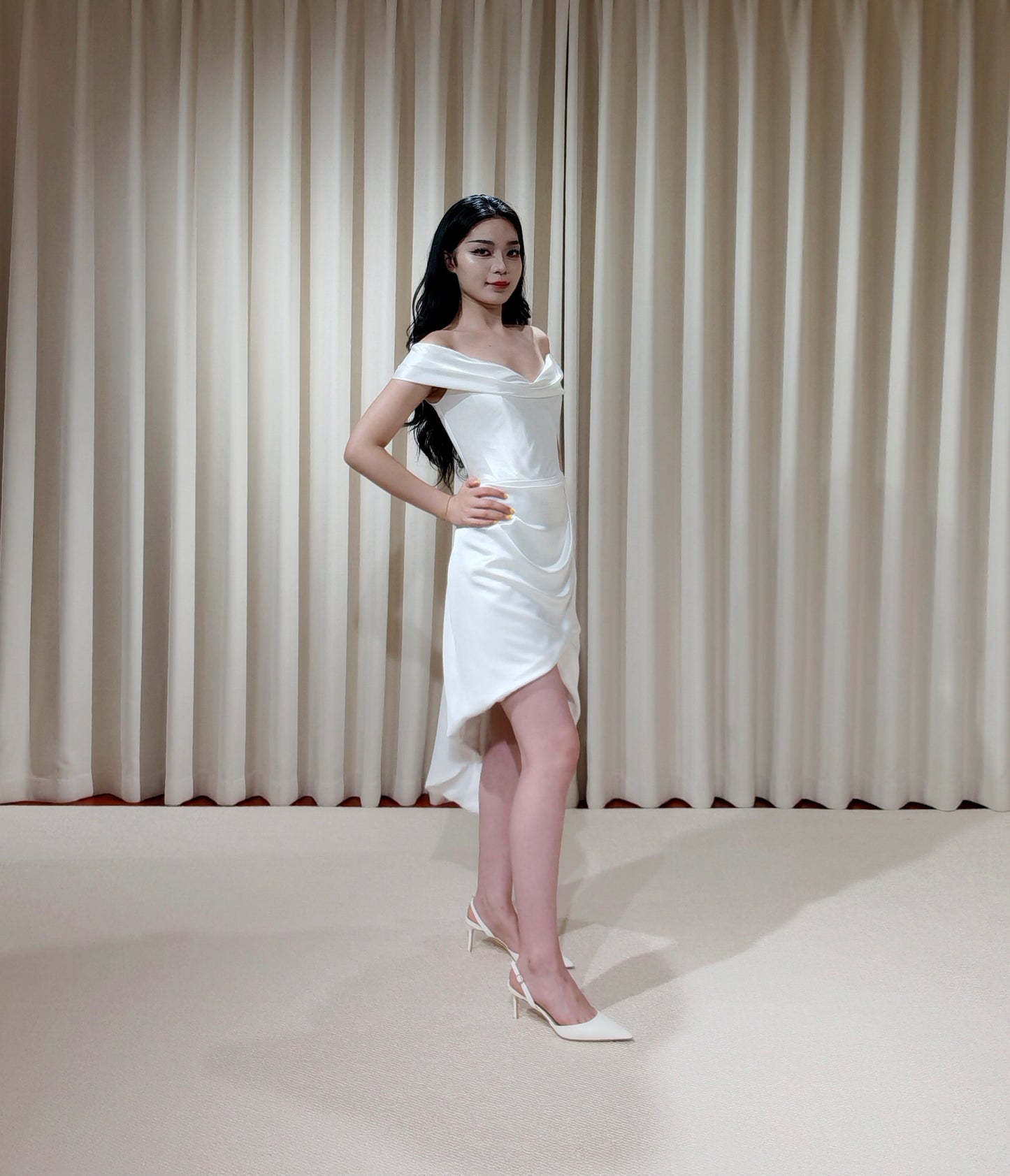 Valentina | Minimalist short wedding dress, White satin dress, Rehearsal dinner dress, Elopement Dress, Bridal shower dress, Engagement dress