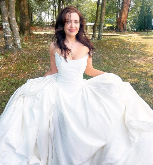 Sassy | Minimalist Drop Wasit Taffeta Ball Gown Wedding Dress