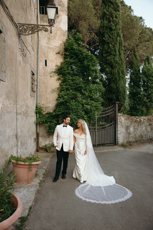 Lamia | Minimalist Off the Shoulder Satin Corset Wedding Dress