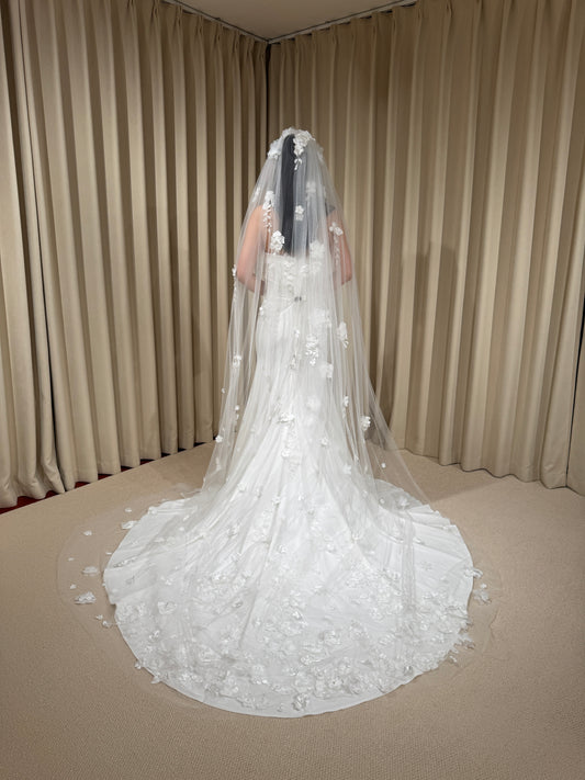 Kelsey | Off the Shoulder Satin Mermaid Wedding Dress with Detached Long Sleeves