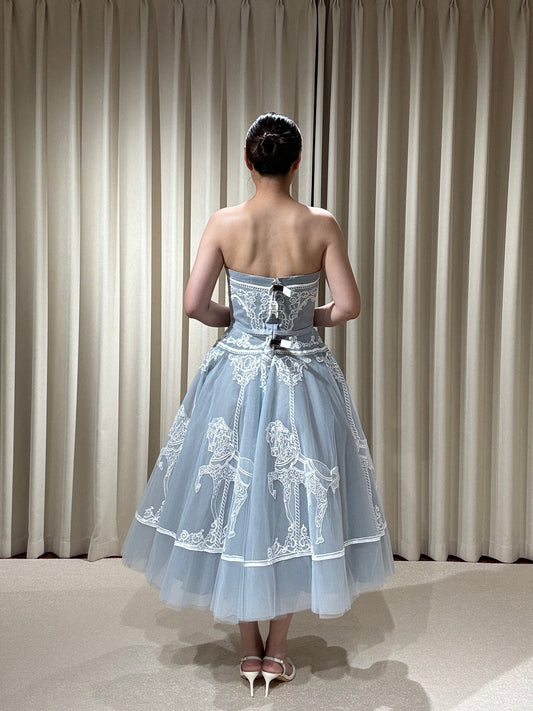 Delphine | Unique Blue Midi Wedding Dress