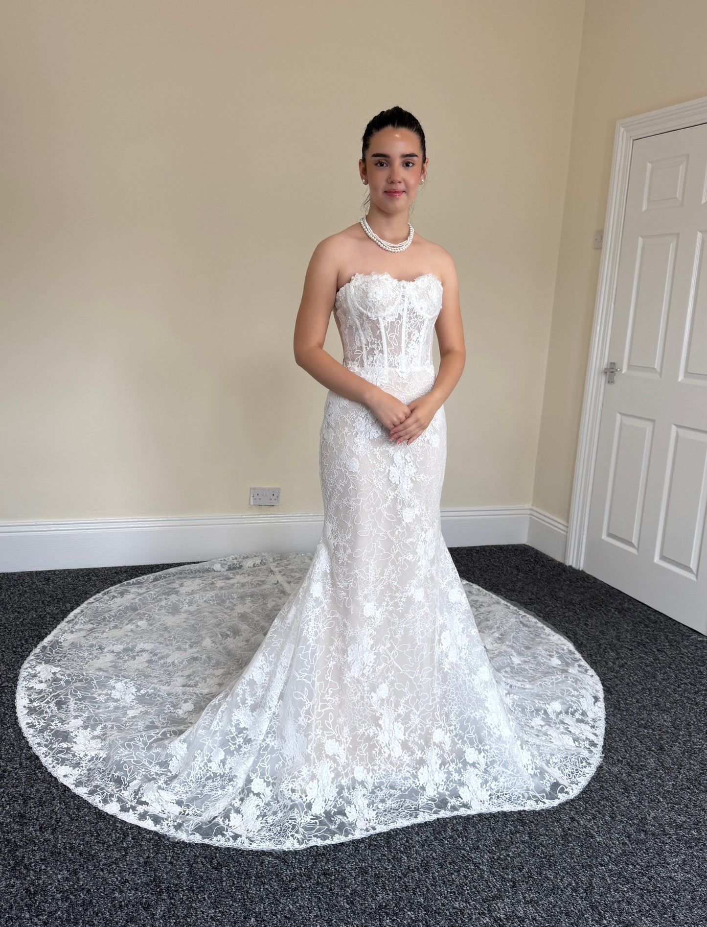 Lacy | Off the Shoulder Long Sleeve Lace Corset Mermaid Wedding Dress