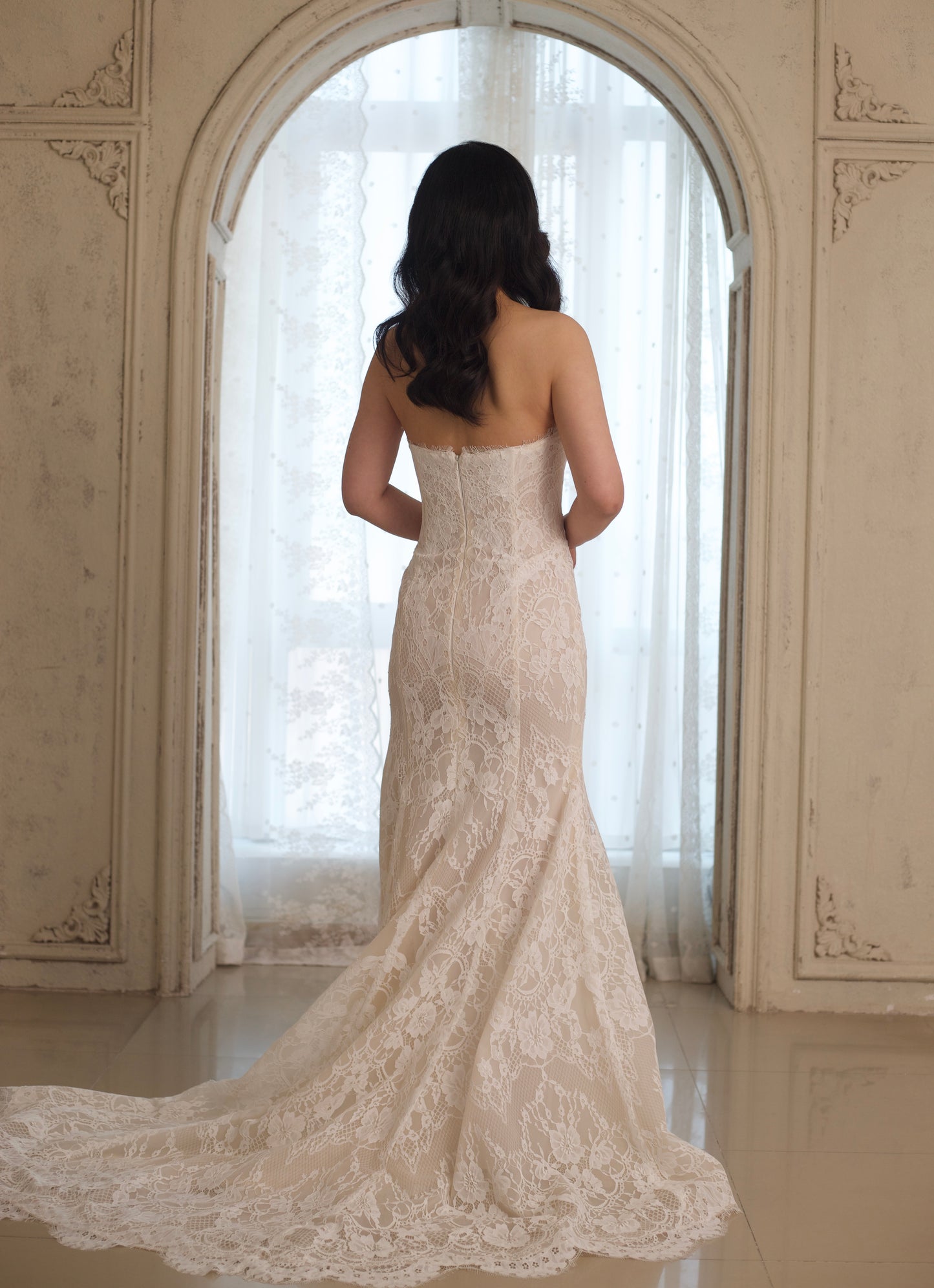 Elysia | Lace Corset Mermaid Dress with Detachable Train