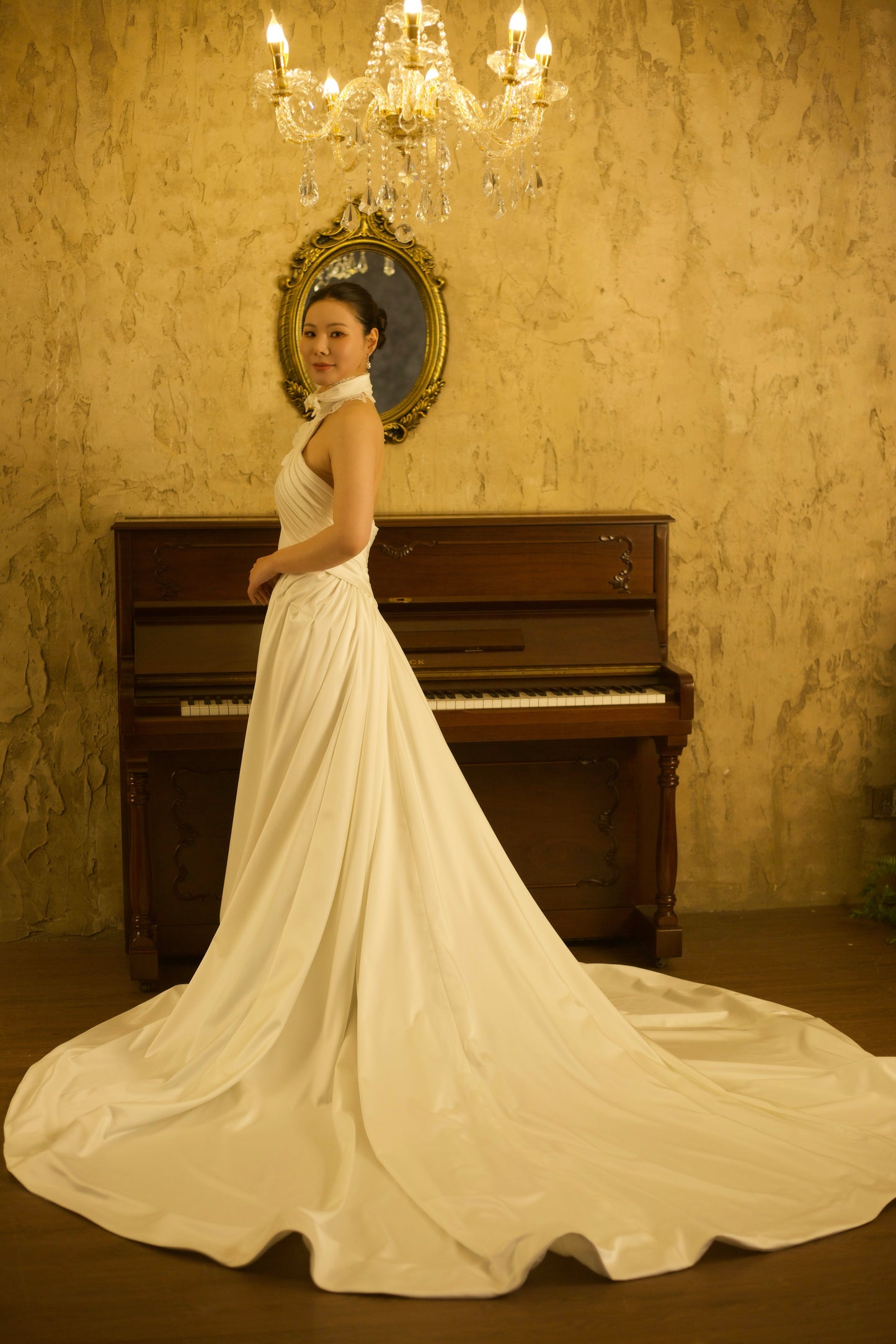 Selena | Halter Neck Satin Corset Mermaid Wedding Dress