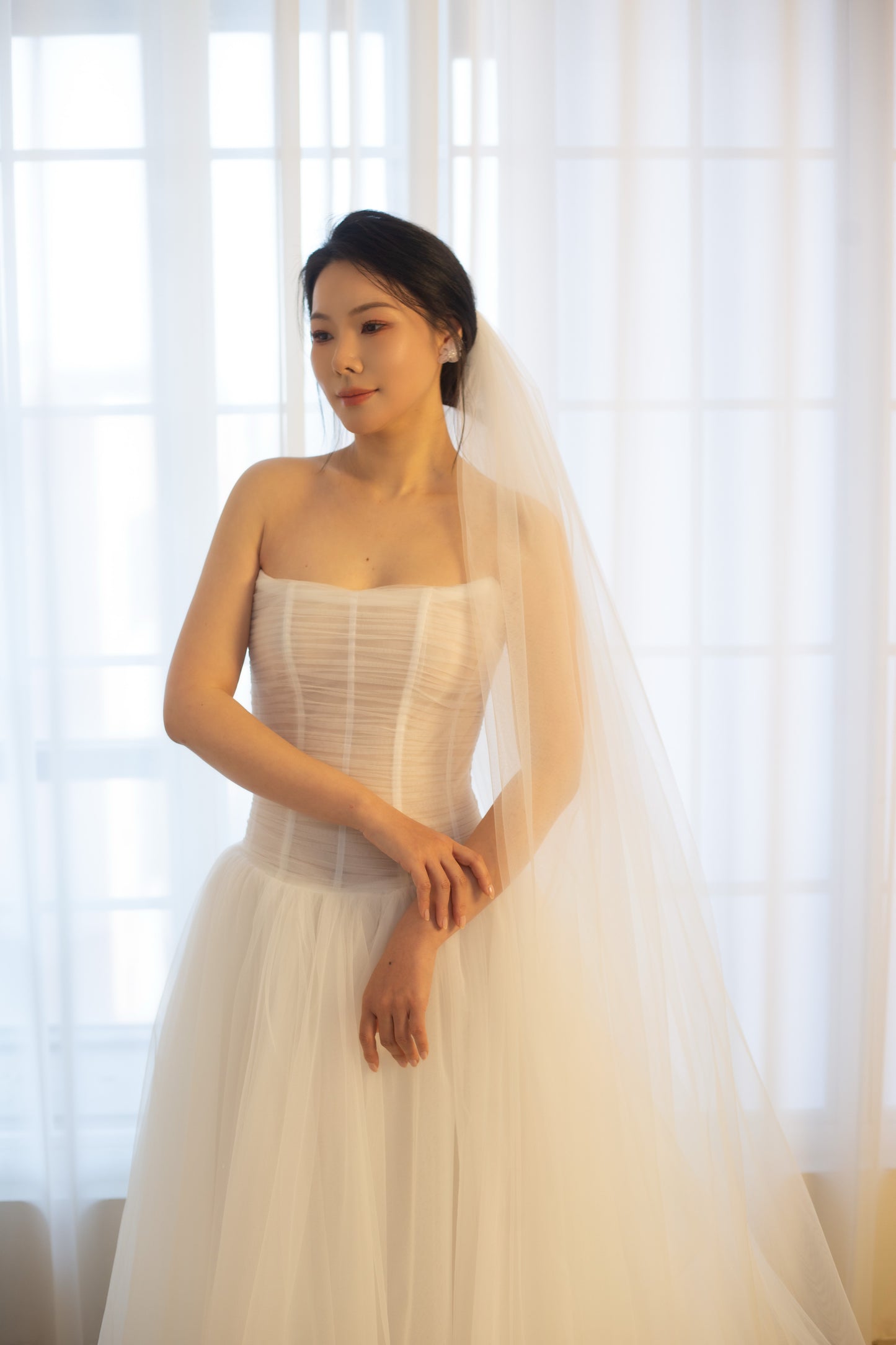 Lydia | Minimalist Drop Waist Tulle Ball Gown Wedding Dress