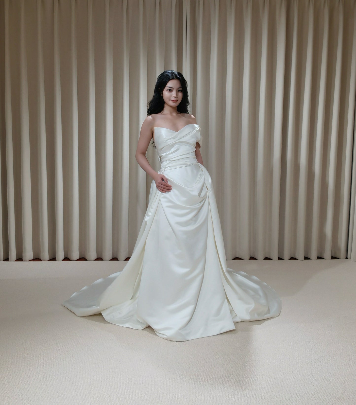 Barbora | One Shoulder Satin Corset Ball Gown Wedding Dress