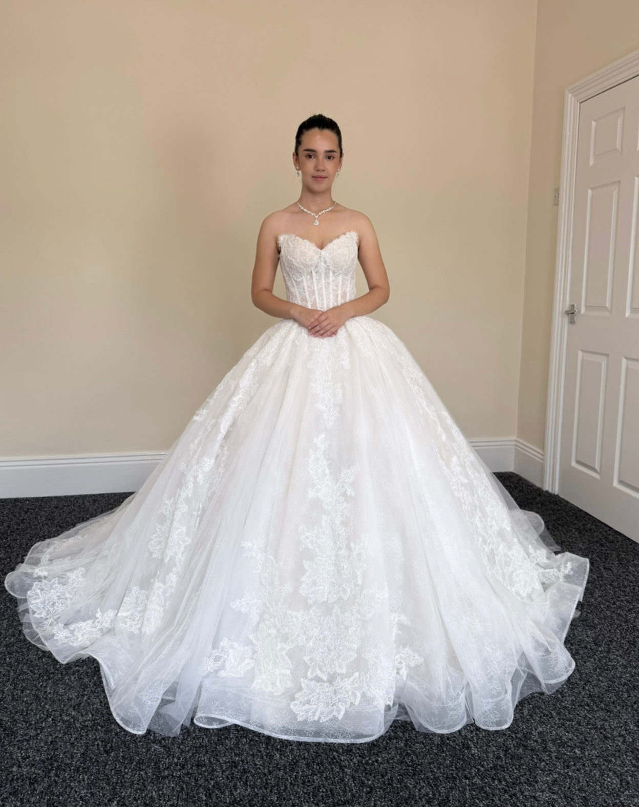 Cecilia | French Lace Beaded Strapless Corset Wedding Ballgown