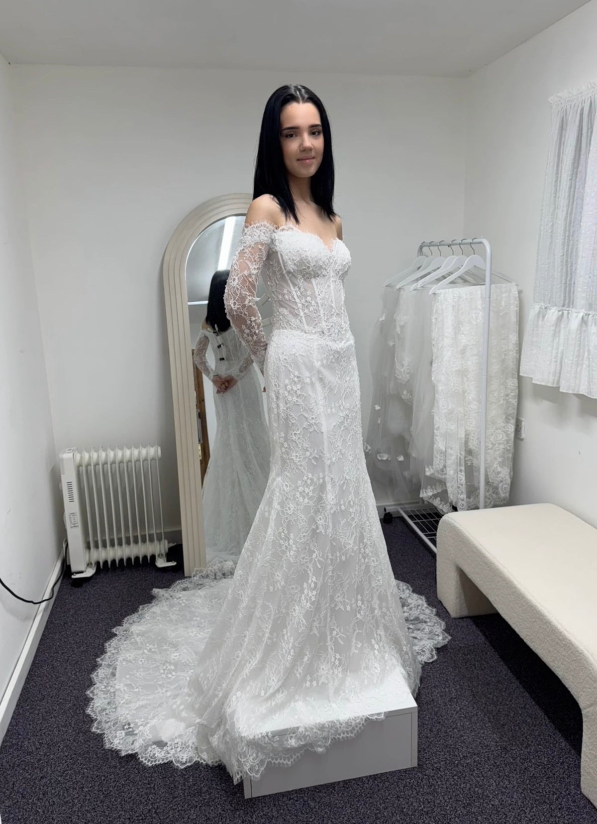 Hailey | Long Sleeve Off the Shoulder Lace Mermaid Bridal Gown