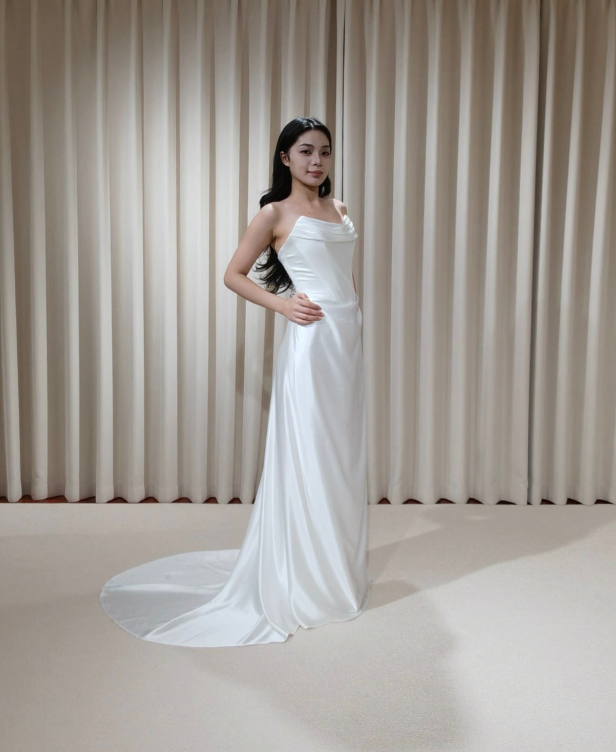 Georgia | Minimalist Satin Corset Wedding Bridal Dress, Custom Simple Elegant Prom Party Gown Classic French Style, Georgia Flower wedding inspired