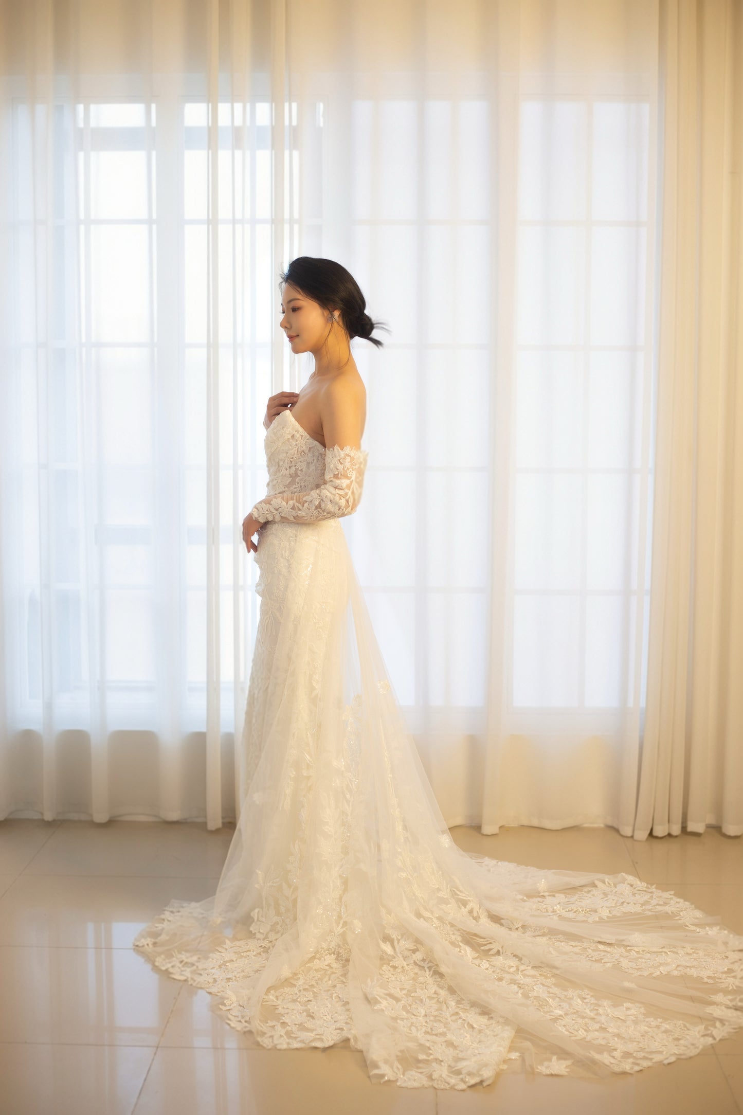 Athena | Minimalist Floral Corset Mermaid Wedding Dress