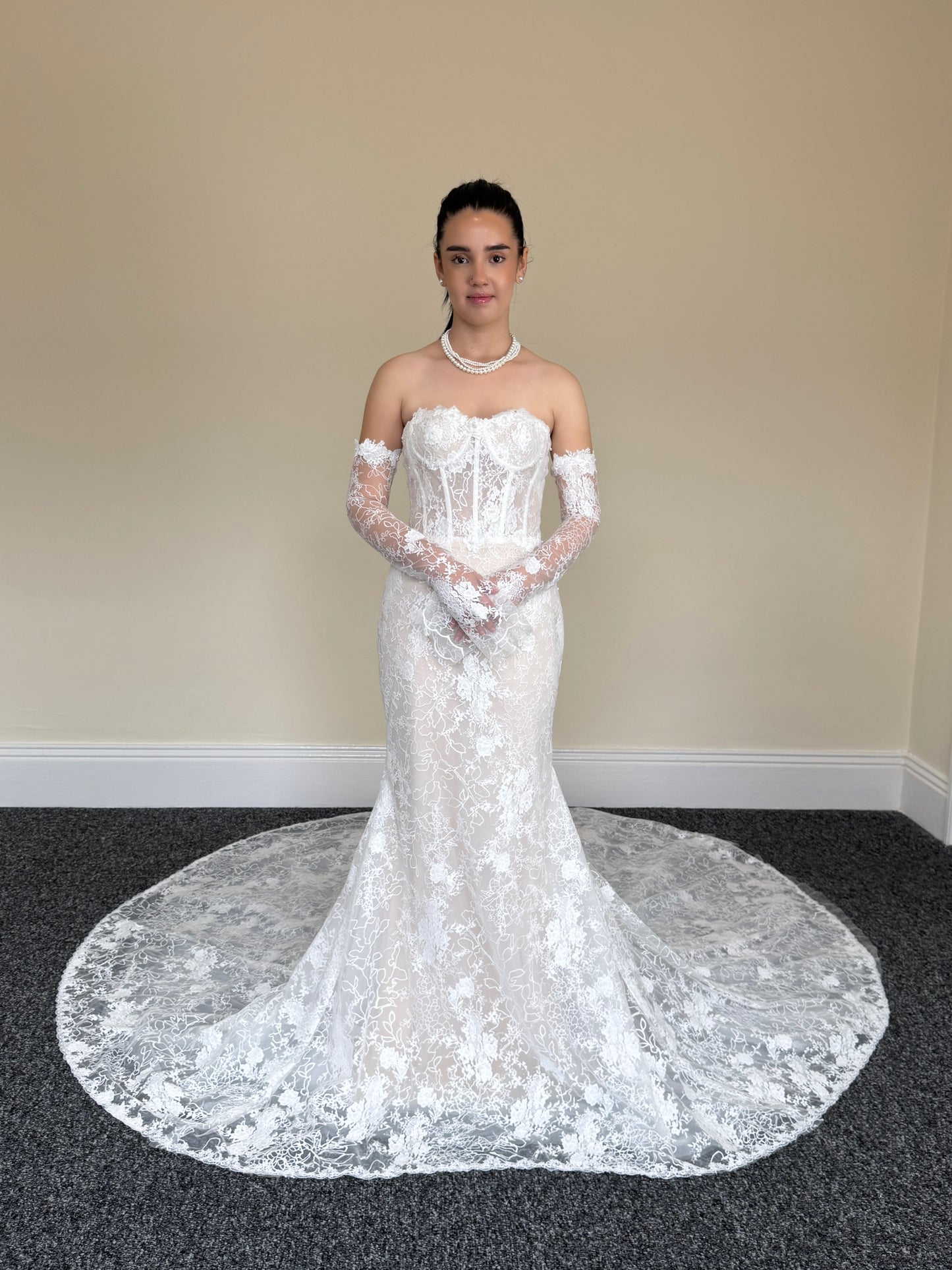 Lacy | Off the Shoulder Long Sleeve Lace Corset Mermaid Wedding Dress