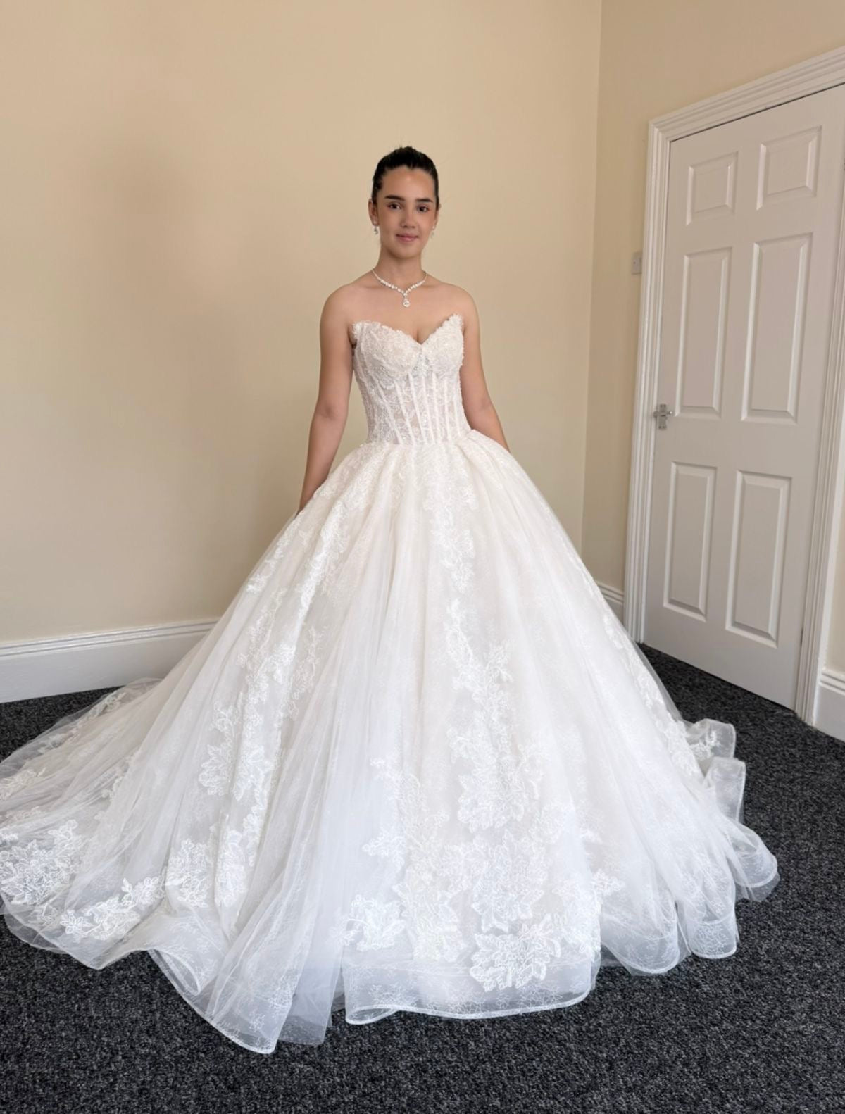 Cecilia | Sample dress (Champagne lining) with Detachable Shoulder straps and Sleeves