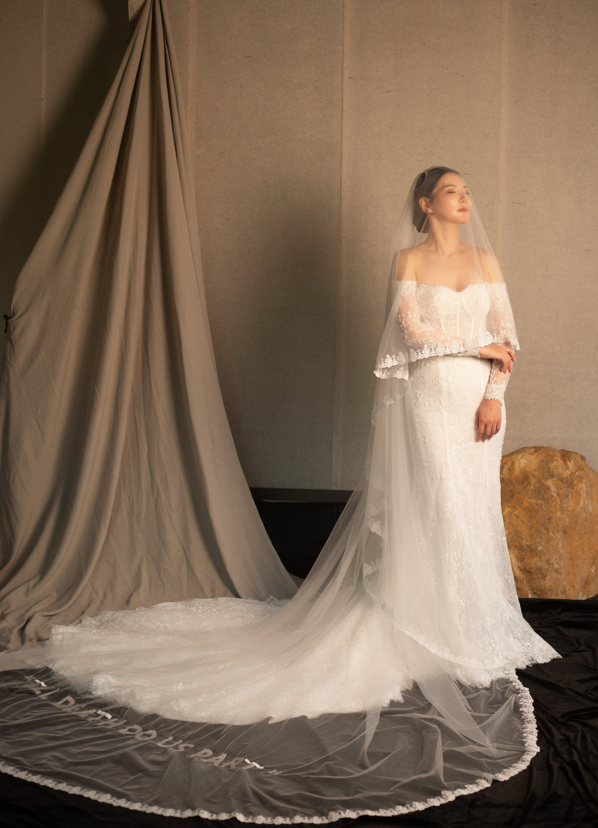Hailey | Long Sleeve Off the Shoulder Lace Mermaid Bridal Gown
