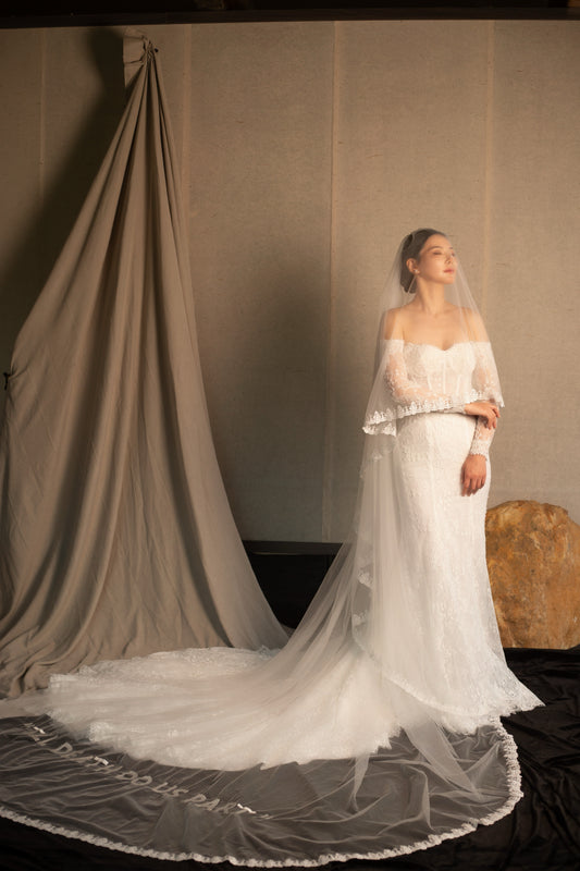 Hailey | Long Sleeve Off the Shoulder Lace Mermaid Bridal Gown