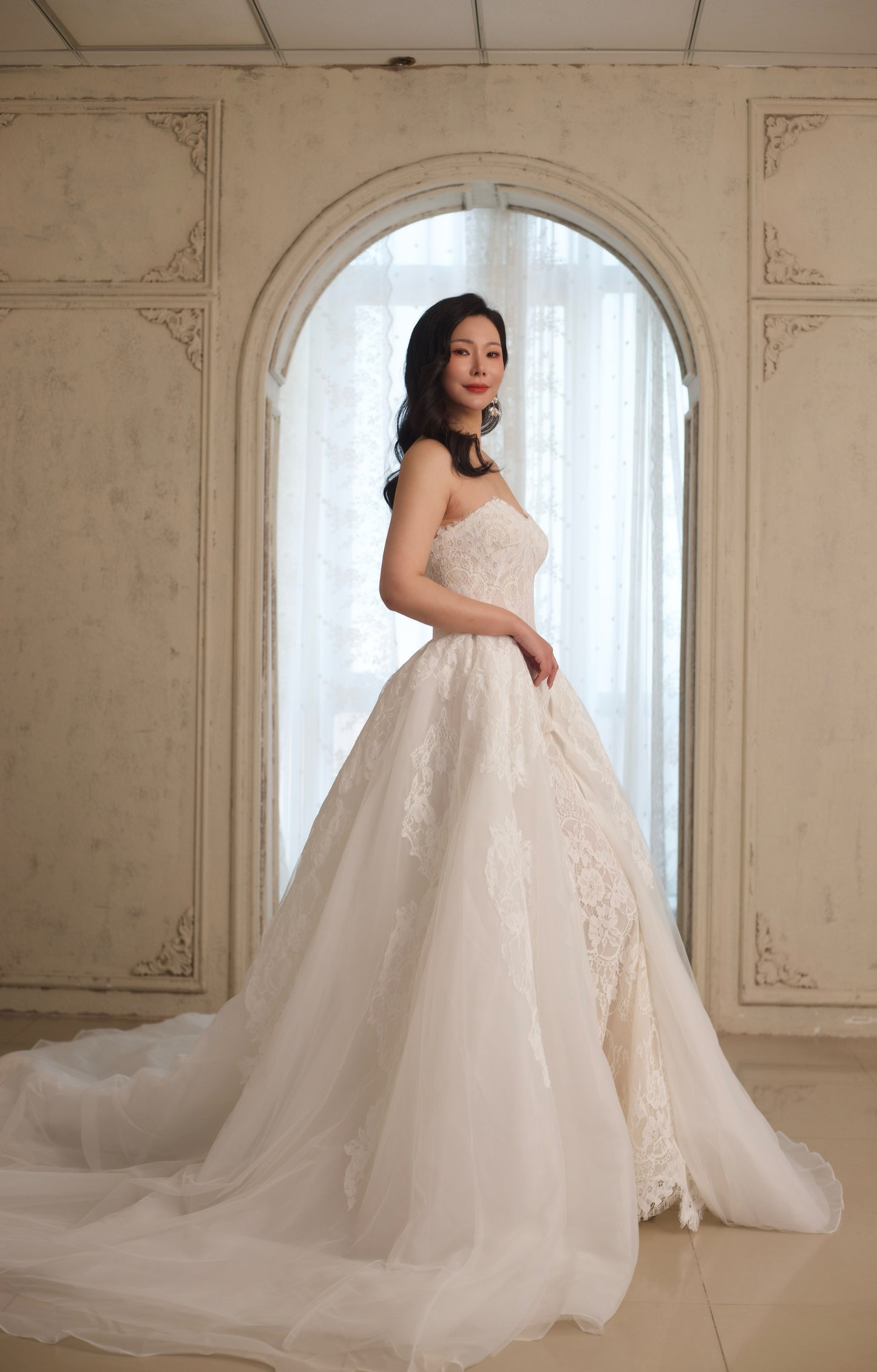 Elysia | Lace Corset Mermaid Dress with Detachable Train