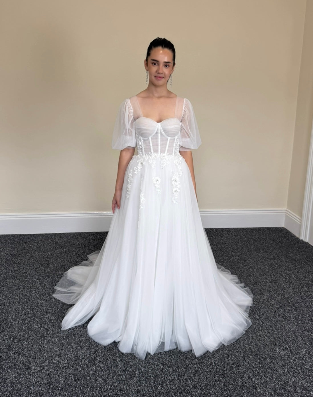 Linda | Off the Shoulder Fairy A-line Slit Wedding Dress with Detached Long Sleeves, Custom Sexy Boho Prom Party Gown