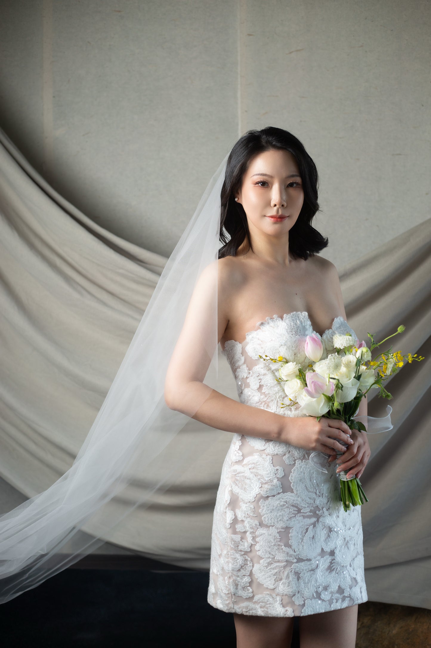 Emma | Romantic Lace Corset Mermaid Short Wedding Dress