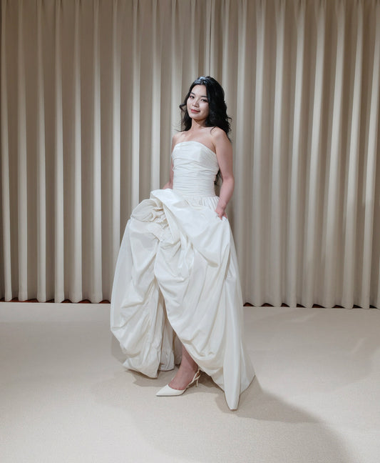 Rosie | Unique High Low Satin Flower Shape Wedding Bridal Dress