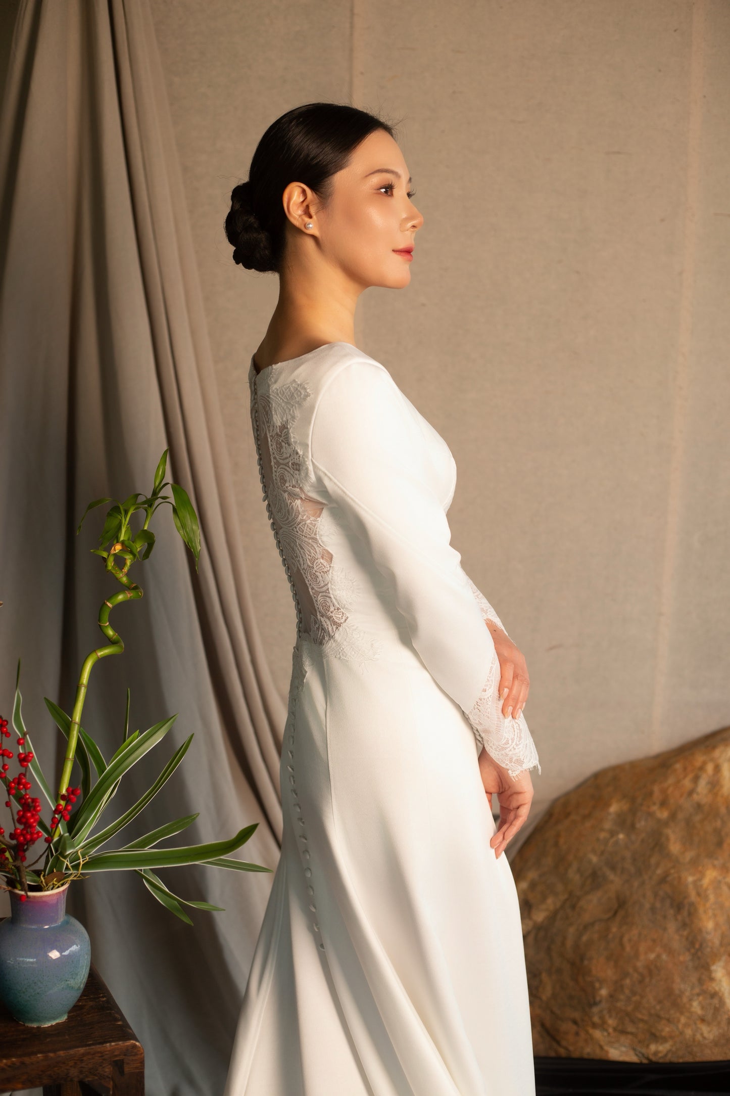 Bella | Custom Twilight Bella’s Ivory Satin Lace Back Wedding Dress
