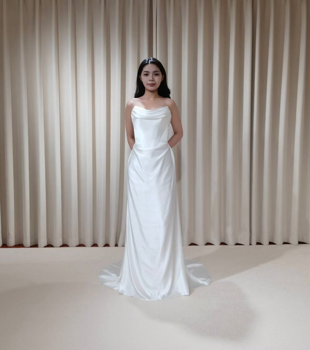 Georgia | Minimalist Satin Corset Wedding Bridal Dress, Custom Simple Elegant Prom Party Gown Classic French Style, Georgia Flower wedding inspired