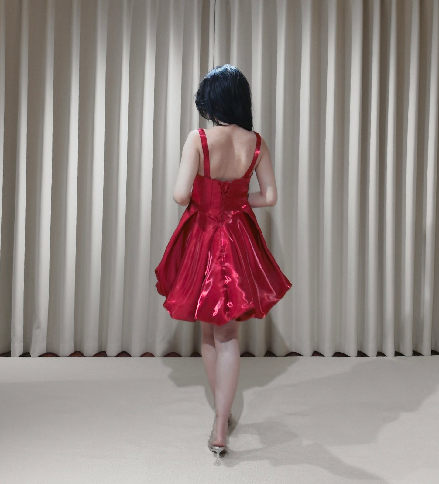 Ruby | Minimalist red liquid satin short wedding prom dress, Rehearsal dinner simple mini dress, Custom Elopement Dress, Bridal shower Engagement dress