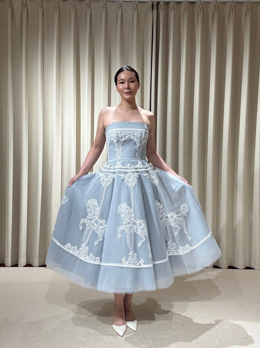 Delphine | Unique Blue Midi Wedding Dress