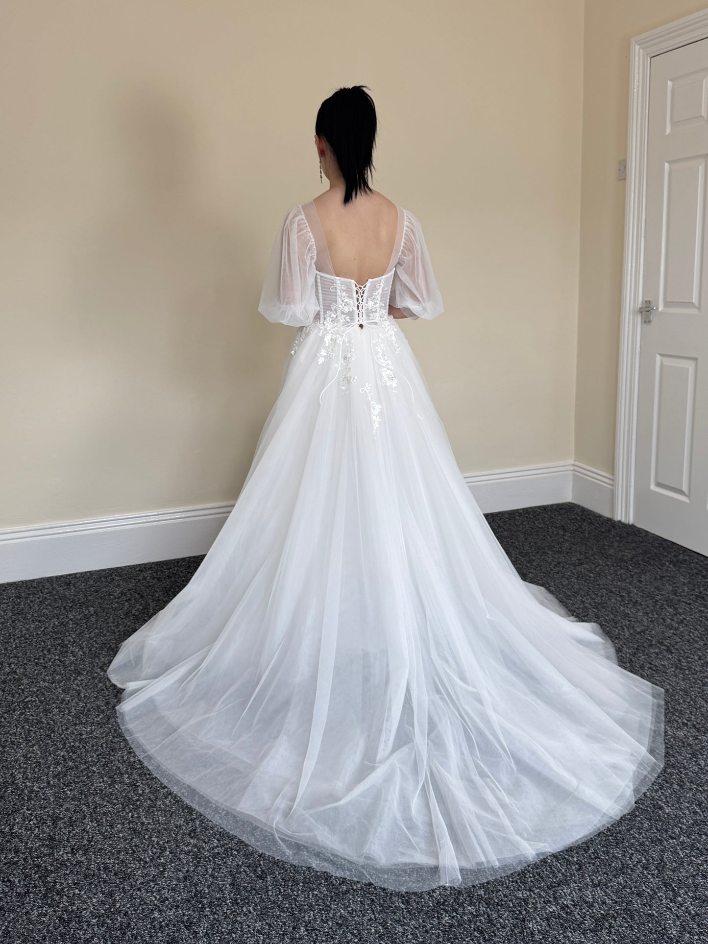 Linda | Off the Shoulder Fairy A-line Slit Wedding Dress with Detached Long Sleeves, Custom Sexy Boho Prom Party Gown