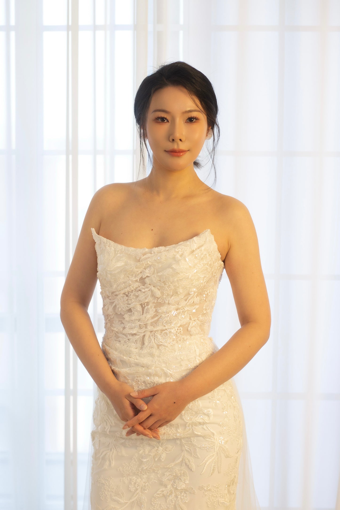 Athena | Minimalist Floral Corset Mermaid Wedding Dress