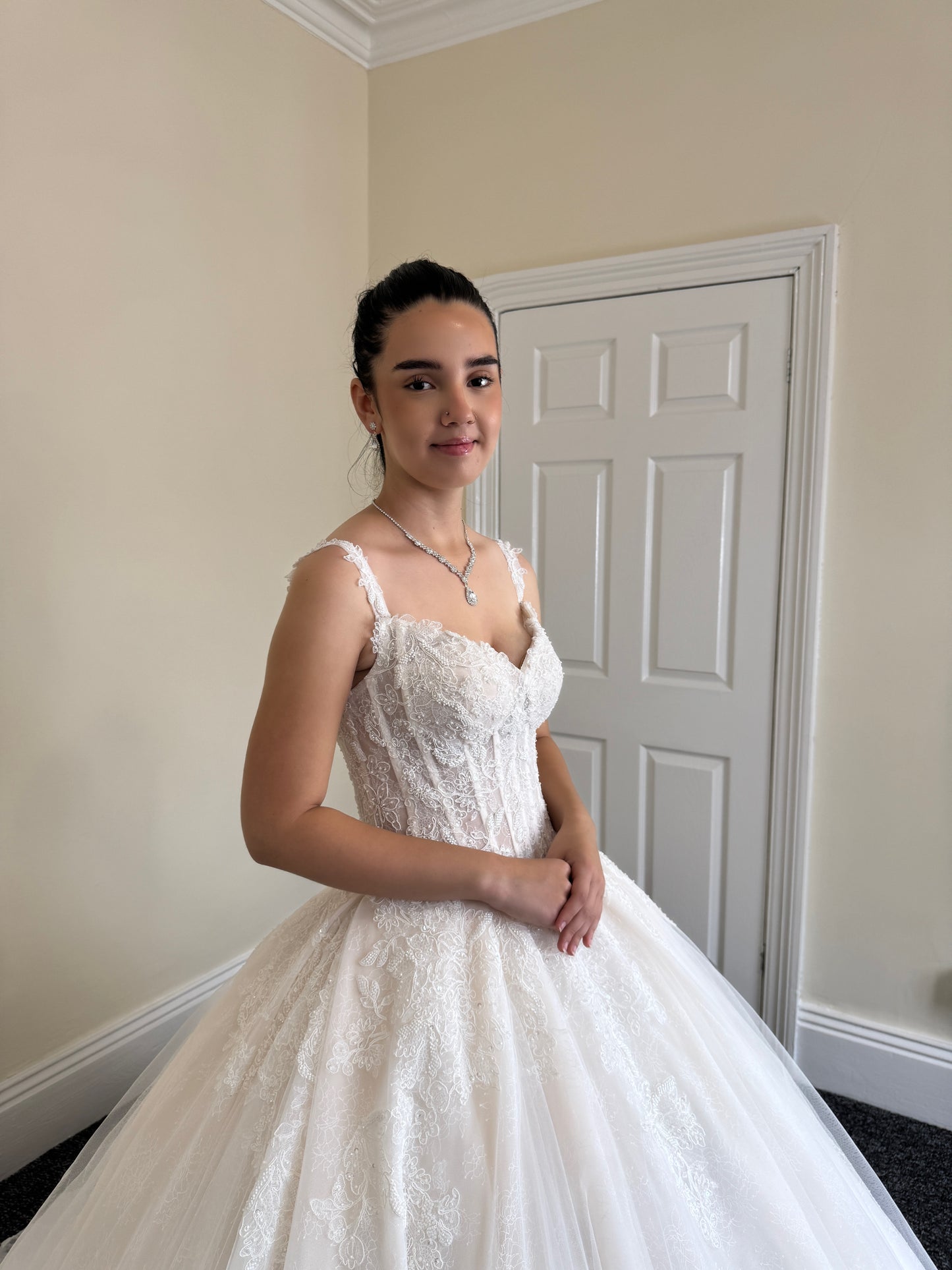 Cecilia | French Lace Beaded Strapless Corset Ball Gown Wedding Dress