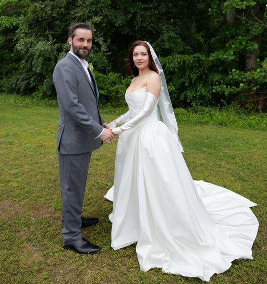 Sassy | Minimalist Drop Wasit Taffeta Ball Gown Wedding Dress