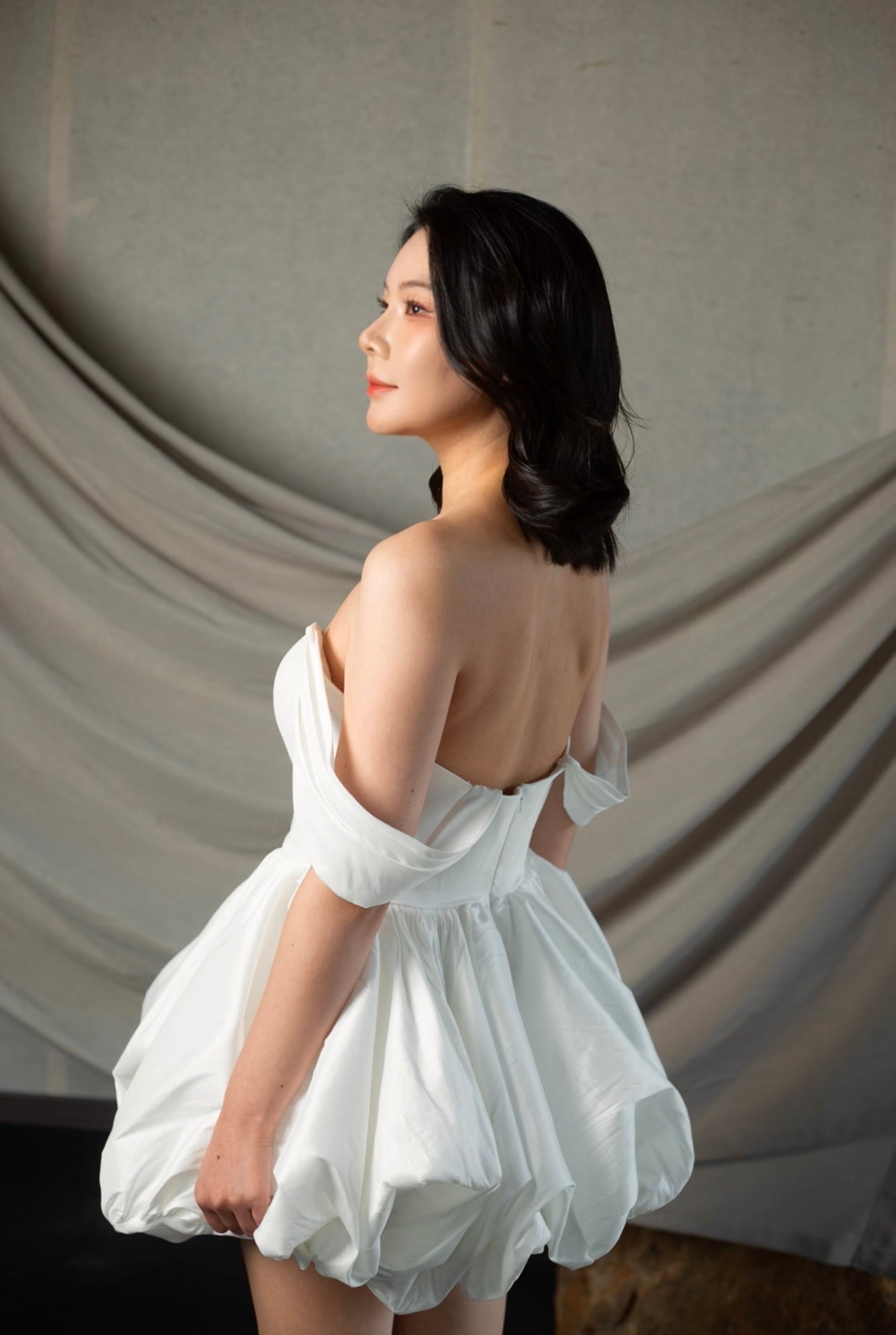 Tabitha | Minimalist taffeta short wedding dresses, Courthouse Civil Elopement Dress, Rehearsal dinner dress, , Bridal shower dress, Engagement dress