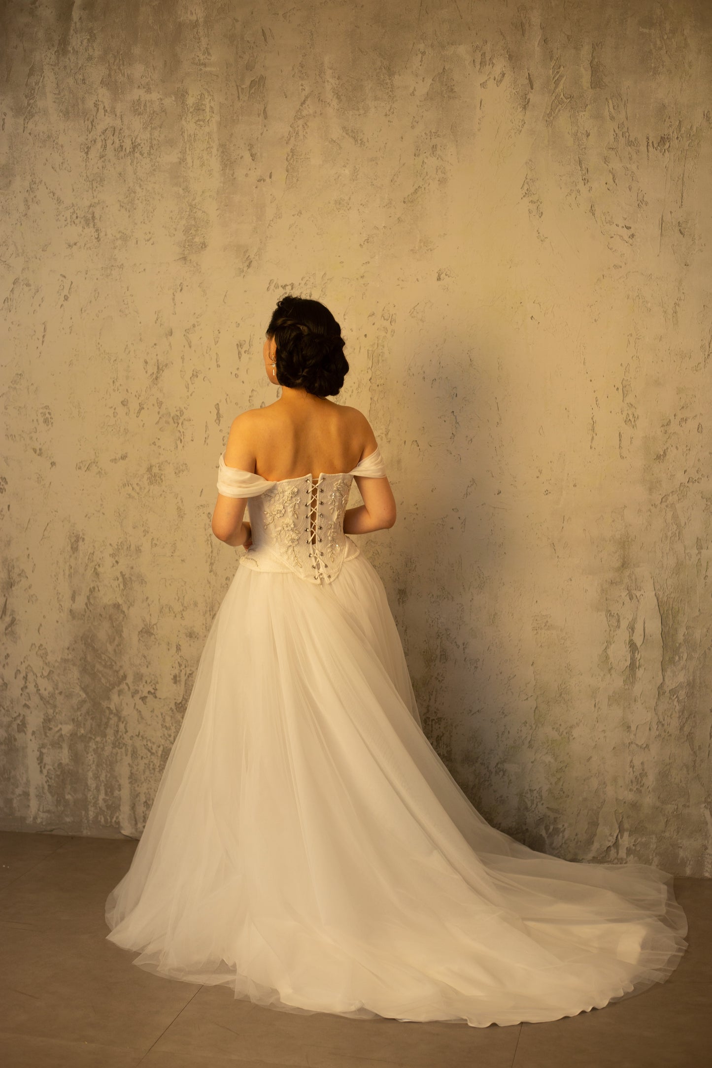 Valerie (Tull Skirt Version) | Two-piece Wedding Dress, Hand Beaded Corset Top with Tulle Skirt