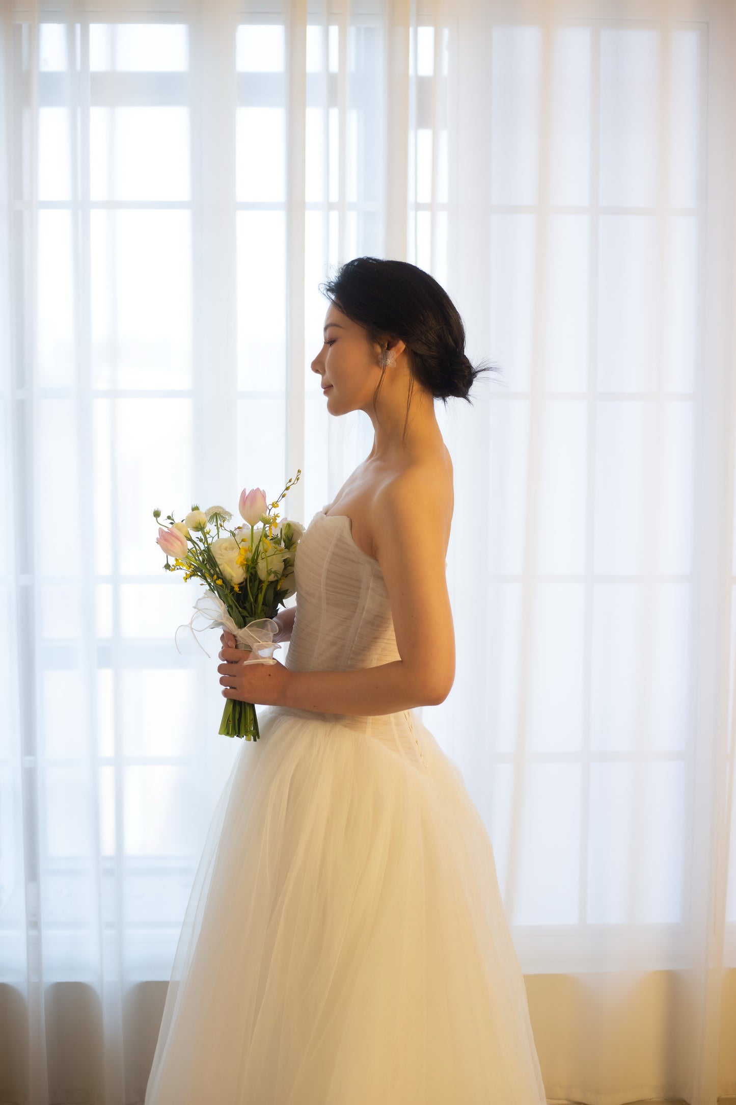 Lydia | Minimalist Drop Waist Tulle Ball Gown Wedding Dress