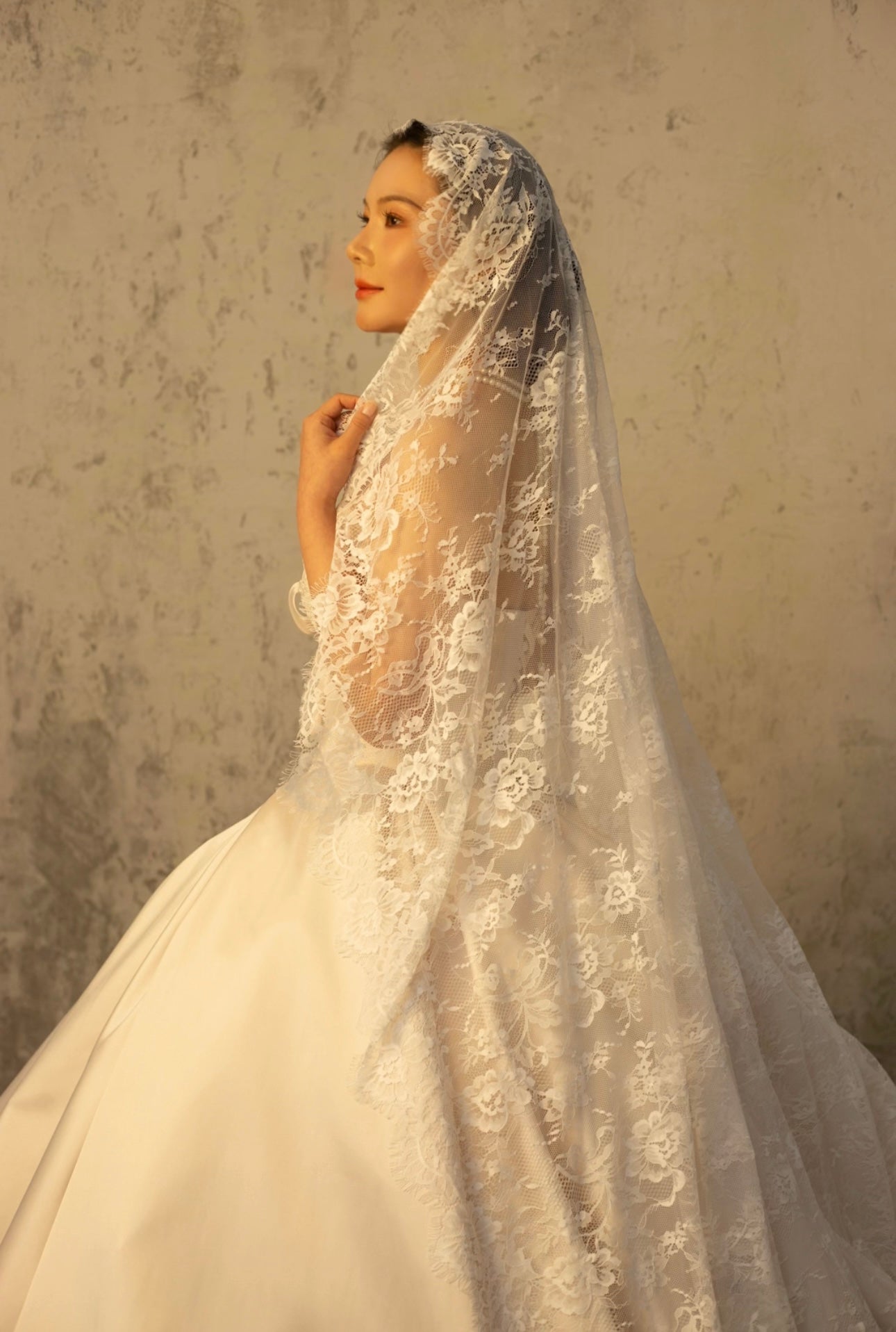 Victoria | Long Sleeve Satin Corset Wedding Dress w Pearls, Classic Romantic Elegant Princess Ball Gown, Custom Modest Courthouse Civil Wedding Dress