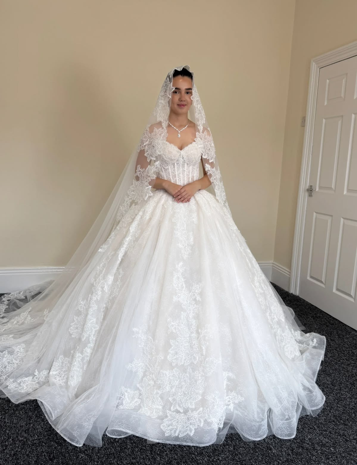 Cecilia | Sample dress (Champagne lining) with Detachable Shoulder straps and Sleeves