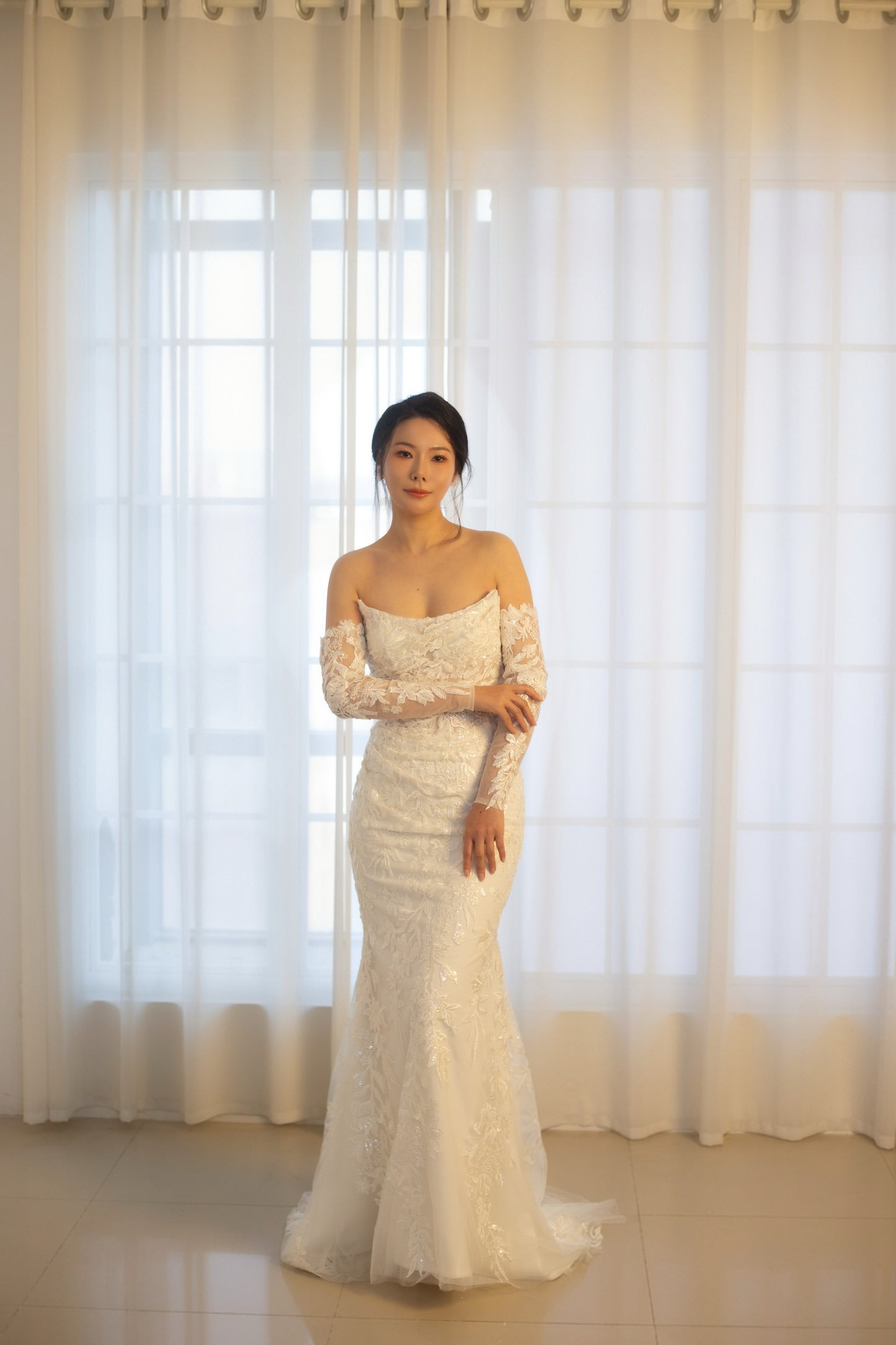 Athena | Minimalist Floral Corset Mermaid Wedding Dress