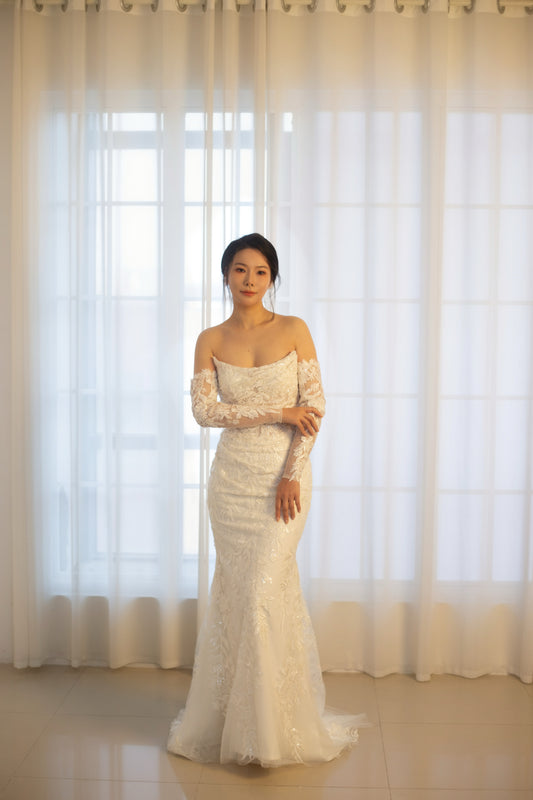 Athena | Minimalist Floral Corset Mermaid Wedding Dress
