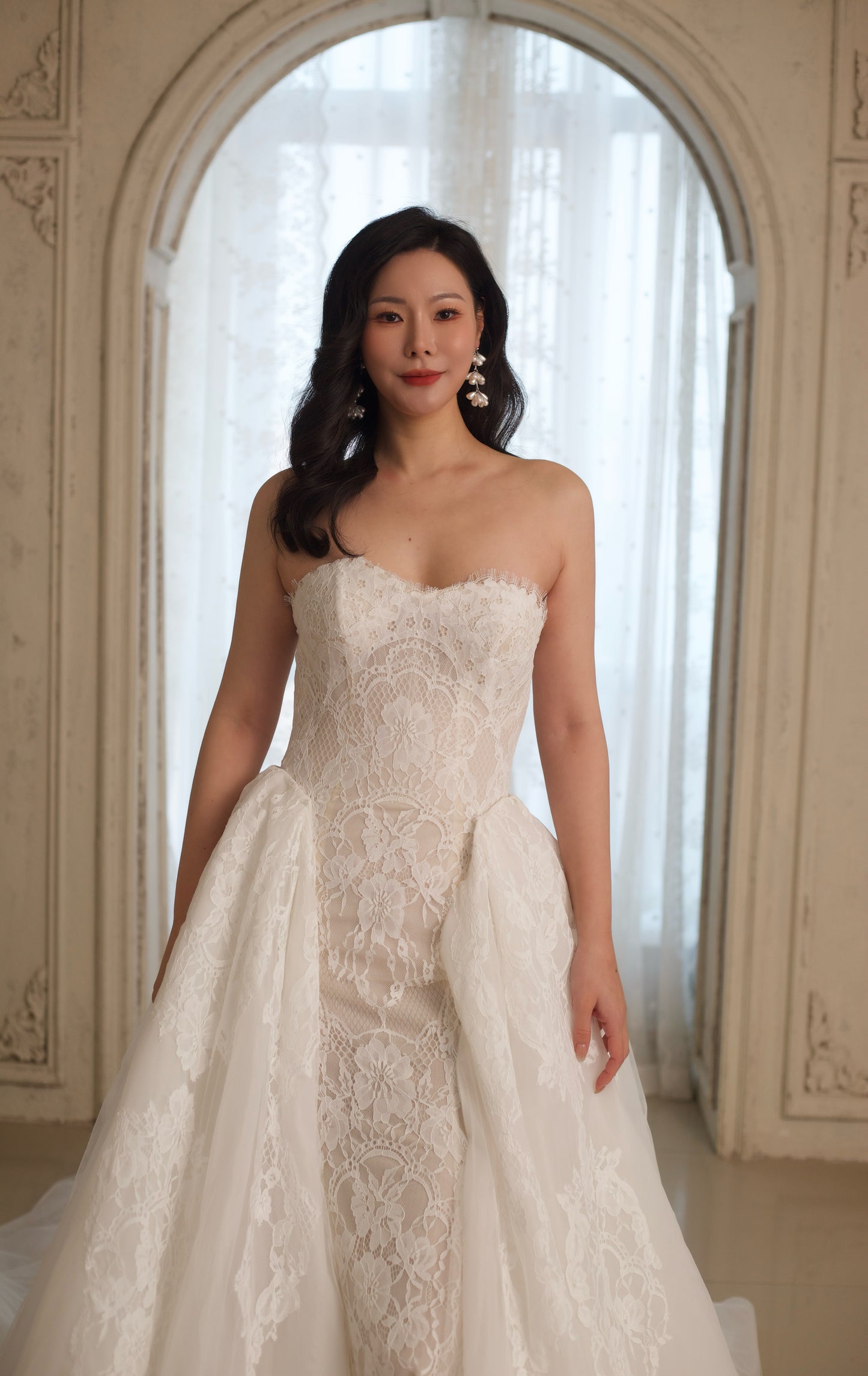 Elysia | Lace Corset Mermaid Dress with Detachable Train