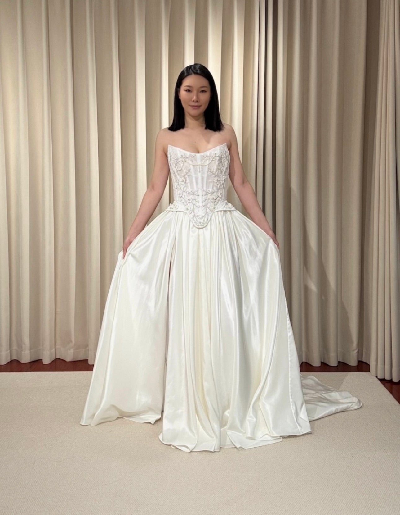 two piece corset wedding dress Valerie | Two-piece Hand Embroidery Corset Top with Taffeta Skirt Wedding  Dress, Custom Modest Courthouse Civil Wedding Vintage Victoria Ball Gown